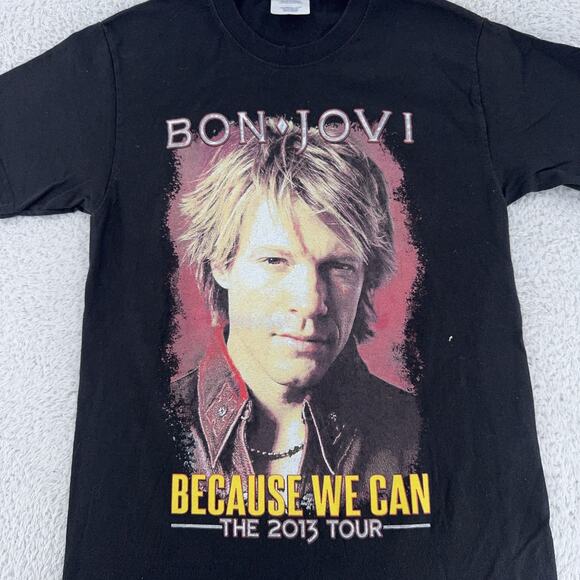 Bon Jovi Shirt Mens Small Black Because We Can 2013 Tour Concert Band Tee - Picture 1 of 6
